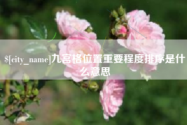 武汉九宫格位置重要程度排序是什么意思